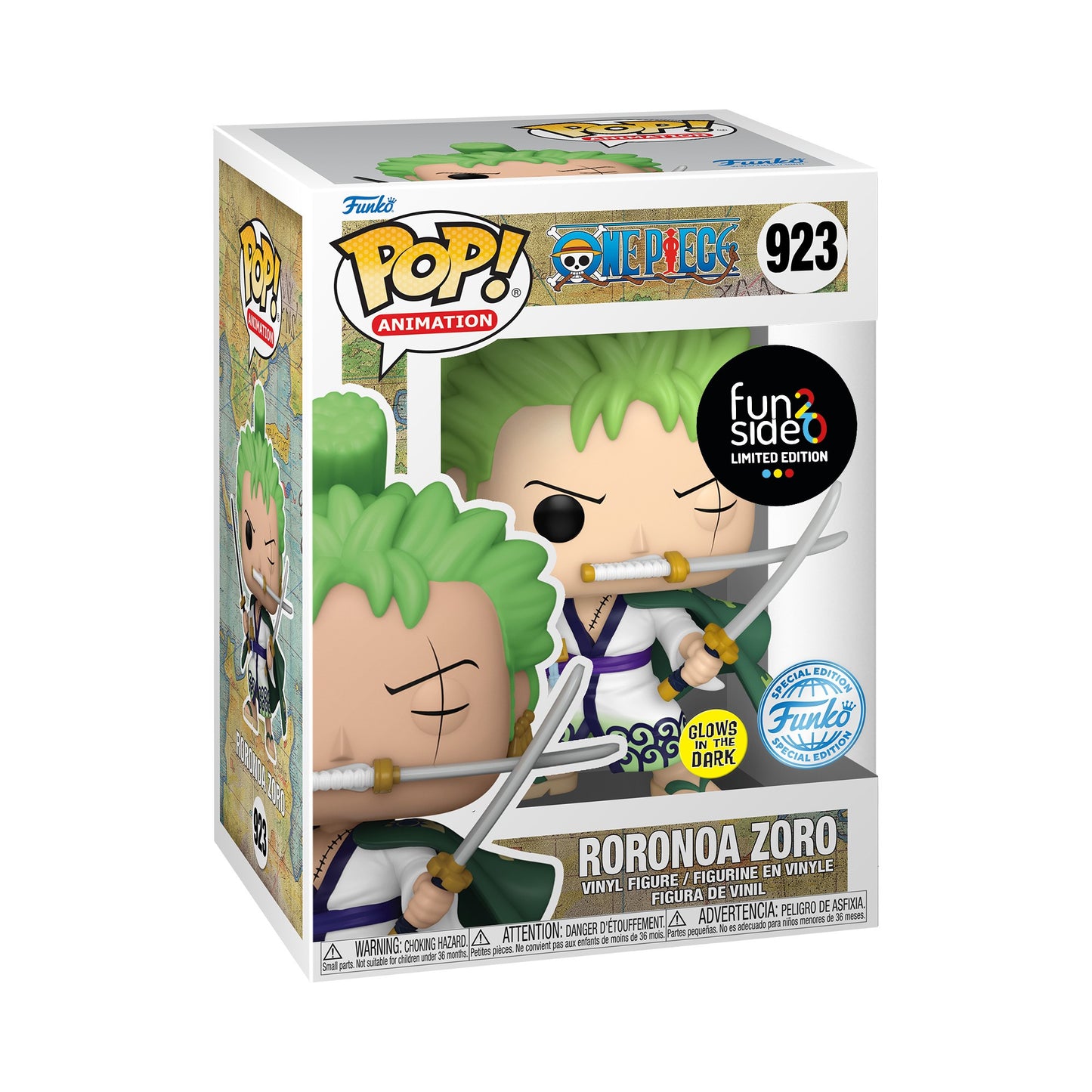 ONE PIECE - POP FUNKO VINYL FIGURE 923 RORONOA ZORO (GW) 9CM LCG24 EXCL