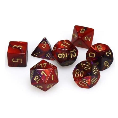 SET 7 DADI POLIEDRICI GEMINI - PURPLE-RED/GOLD