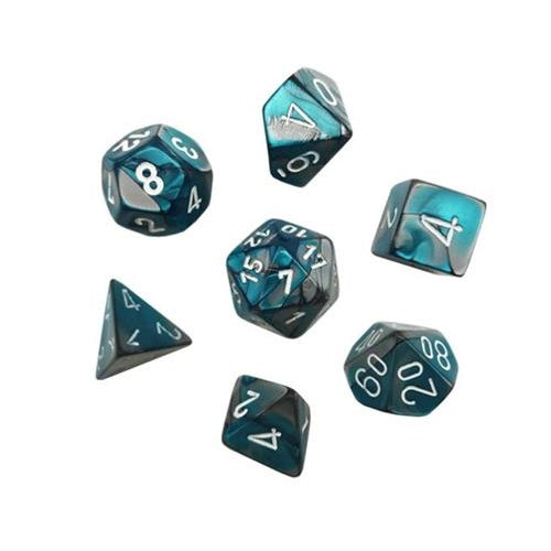 SET 7 DADI POLIEDRICI GEMINI - STEEL-TEAL/WHITE