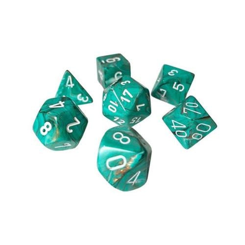 SET 7 DADI POLIEDRICI MINI - MARBLE OXI-COPPER/WHITE