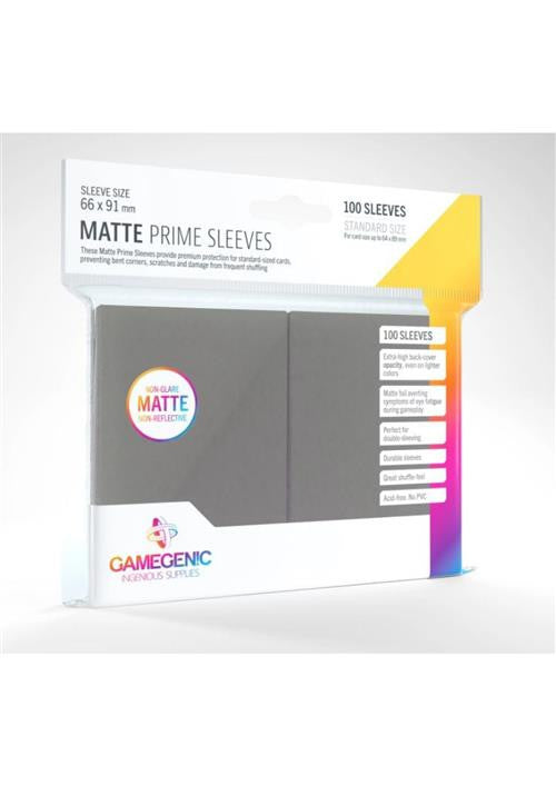 100 STANDARD SIZE MATTE PRIME SLEEVES - DARK GRAY