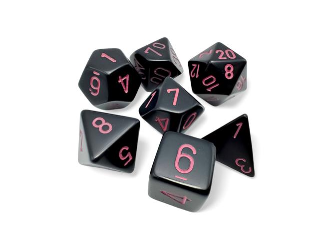SET 7 DADI POLIEDRICI OPACHI - BLACK/PINK